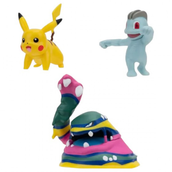 Фото - Набір ігрових фігурок Pokemon W19 - МАЧОП, ПІКАЧУ, АЛОЛА МАК (PKW3597)