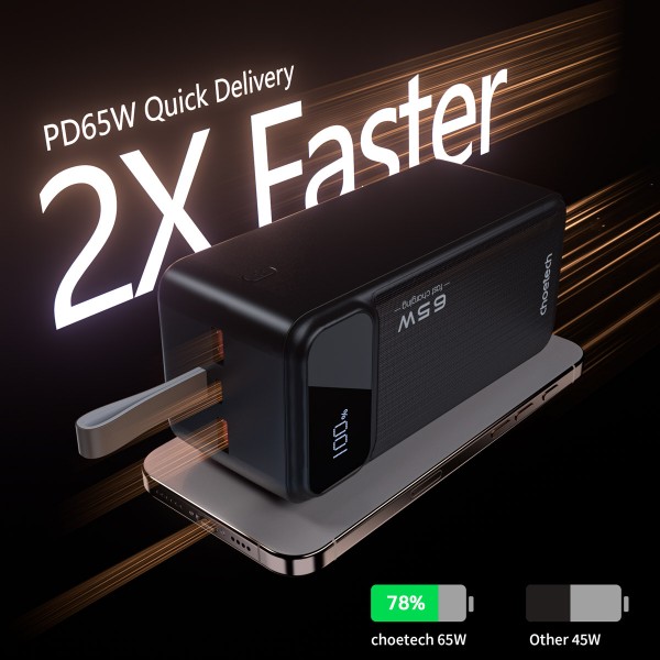 Фото - Батарея мобильная Choetech PD 50000mAh 65W Black (B733-CCBK)