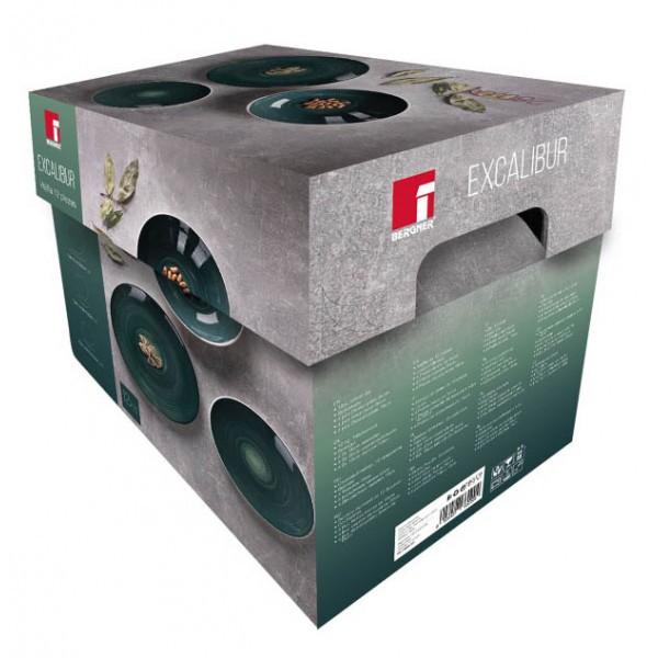 Фото - Столовий сервіз Bergner Excalibur green 12 пр. (BG-10243-GR)