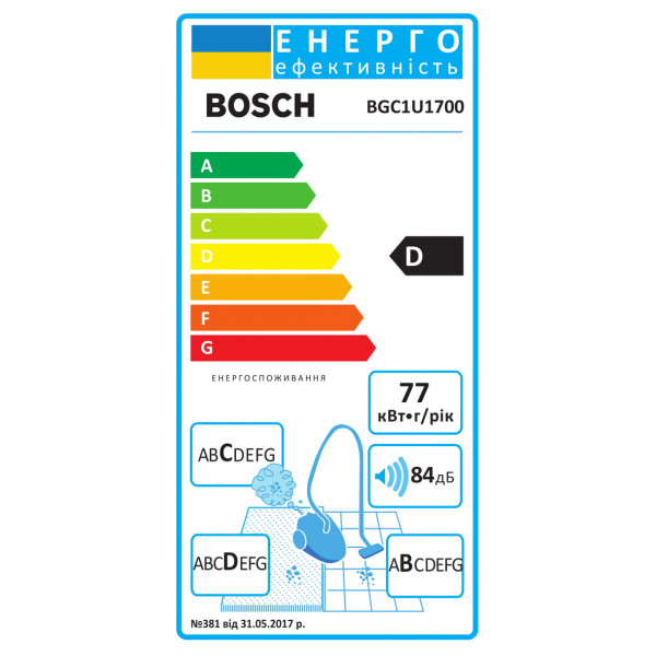 Фото - Пылесос для с/у без мешка Bosch BGC1U1700