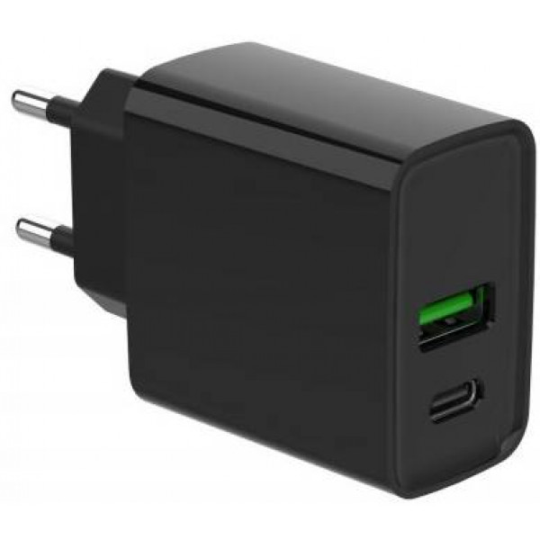 Фото - Мережевий зарядний пристрій Gembird USB-A + 1 Type-C PD20Вт + QC3.0 18Вт (TA-UC-PDQC20-01-BK)