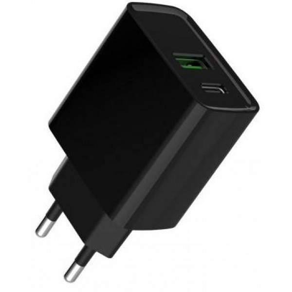 Фото - Мережевий зарядний пристрій Gembird USB-A + 1 Type-C PD20Вт + QC3.0 18Вт (TA-UC-PDQC20-01-BK)