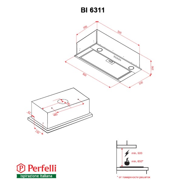 Фото - Вытяжка встраиваемая Perfelli BI 6311 W