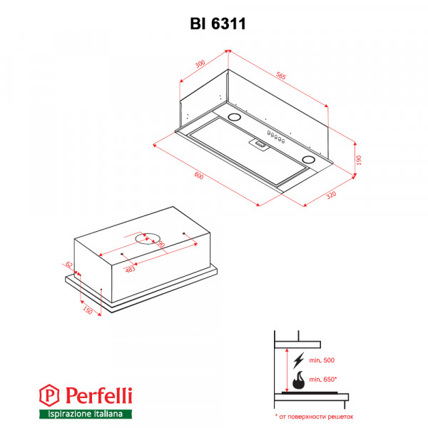 Фото - Вытяжка встраиваемая Perfelli BI 6311 BL