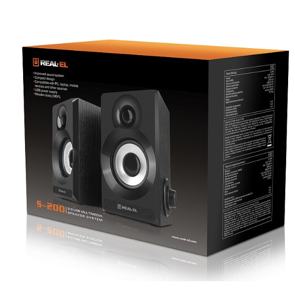 Фото - Комп'ютерна акустика компактна 2.0 REAL-EL S-200 Black