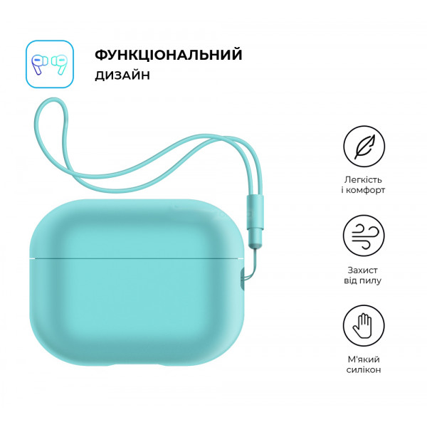 Фото - Чохол для навушників Armorstandart Silicone Case with straps for Apple Airpods Pro 2 Mint (ARM68615)