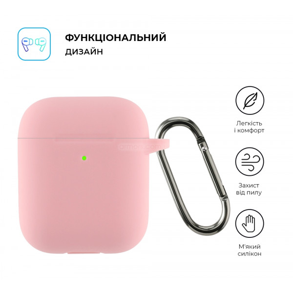 Фото - Чохол для навушників Armorstandart Ultrathin Silicone Case With Hook for Apple AirPods 2 Pink (ARM59688)