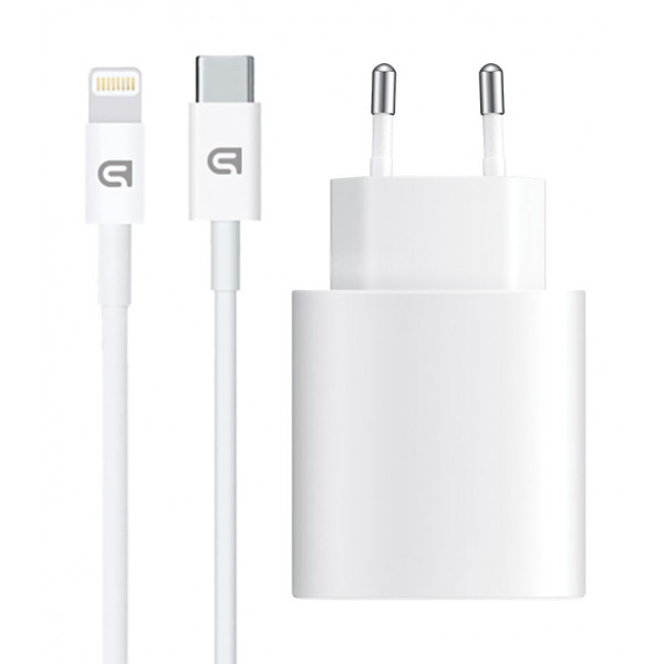 Фото - Уценка - Сетевое зарядное устройство Armorstandart AMHJ83 20W USB-C White + кабель USB-C to Lightning (ARM77724)