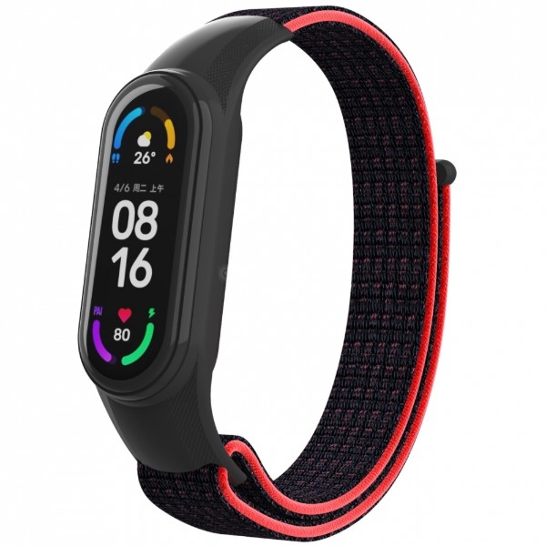 Фото - Ремінець для фітнес-браслету Armorstandart for Xiaomi Mi Band 7/6/5/4 Black / Red (ARM67843)
