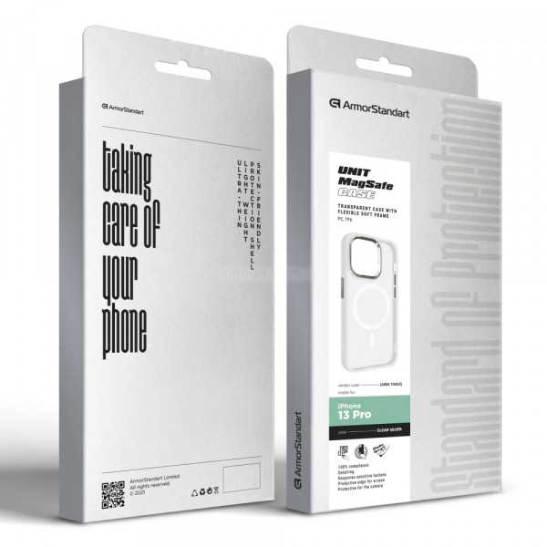 Фото - Чохол для смартфону
 Armorstandart Unit MagSafe for Apple iPhone 13 Pro Max Matte Clear Silver (ARM70461)