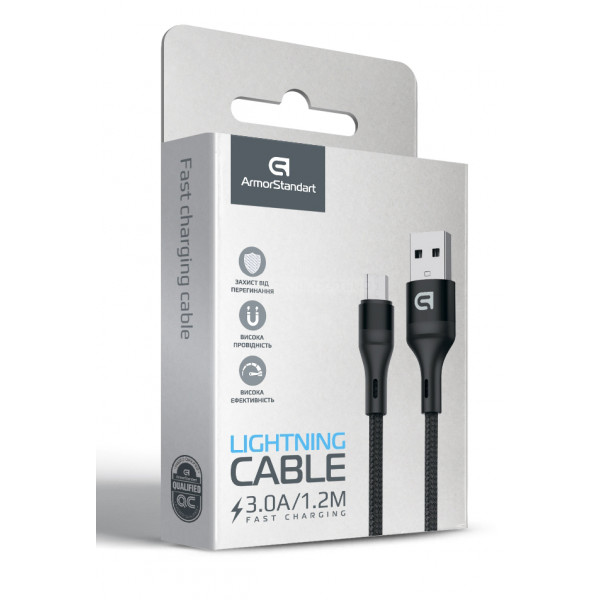 Фото - Кабель Armorstandart AR87 USB to Lightning 3A 1.2m Black (ARM64037)