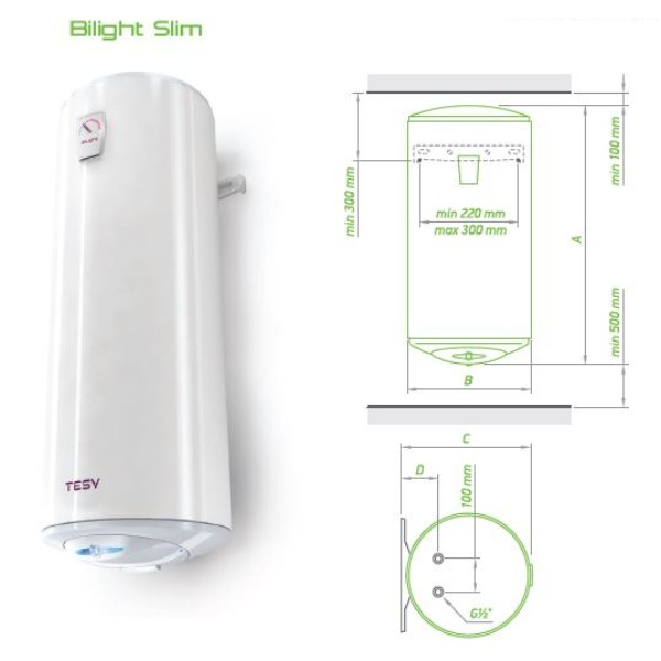 Фото - Водонагрівач Tesy BILIGHT SLIM GCV 303512 B11 TSRC