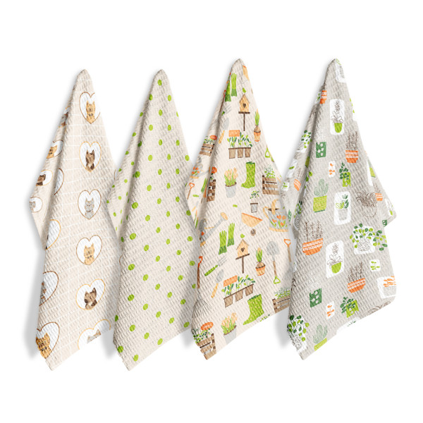 Фото - Набір рушників Biltex вафельних Garden 34х60 4 шт. (2000998979881)