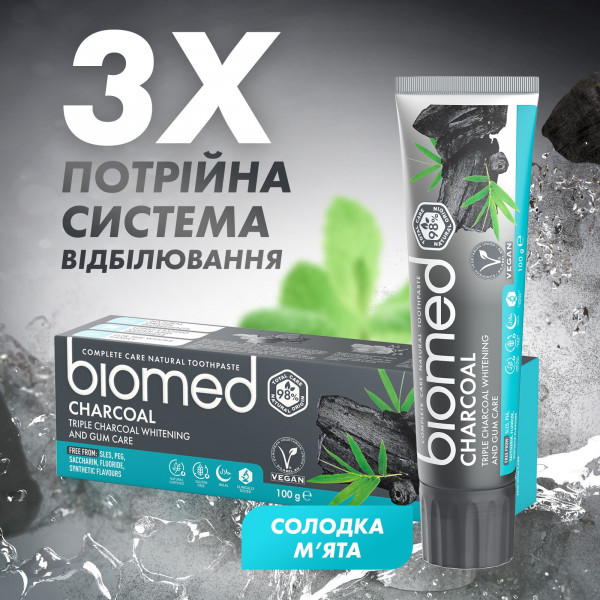 Фото - Зубна паста BioMed Charcoal 100 г (3800023406820)