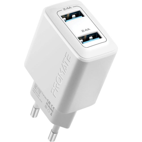 Автомобільний зарядний пристрій Promate Biplug White купити - ціна ...