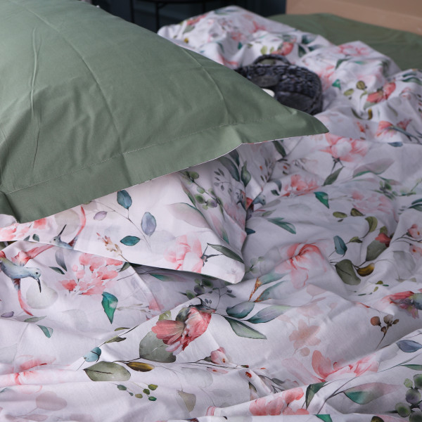 Фото - Комплект постільної білизни MirSon 200х220 см 00-9 Birds and Flowers Поплін (2200009709128)