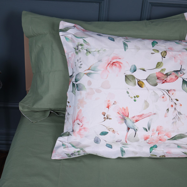 Фото - Комплект постільної білизни MirSon King Size 220х240 см 00-9 Birds and Flowers Поплін (2200009709135)