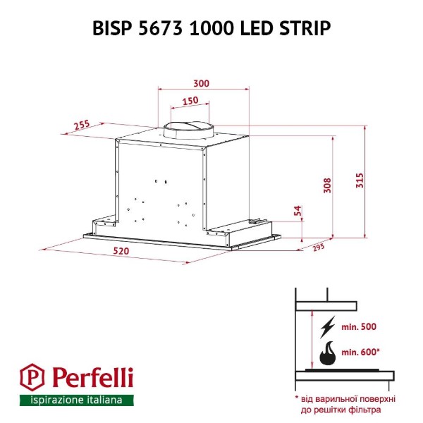 Фото - Вытяжка встраиваемая Perfelli BISP 5673 WH 1000 LED Strip