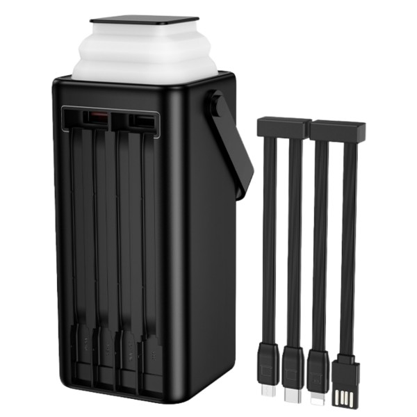 Фото - Батарея мобільна BOROFONE BJ65A High 22.5W + PD20W з 4 вбудованими кабелями та LED-ліхтарем (50000 mAh) Black (715662)