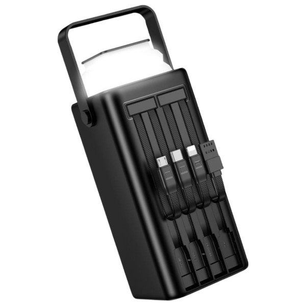 Фото - Батарея мобільна BOROFONE BJ65A High 22.5W + PD20W з 4 вбудованими кабелями та LED-ліхтарем (50000 mAh) Black (715662)