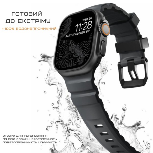 Фото - Ремінець для смарт-годинника Nomad Rocky Point Band Black Titanium Hardware Storm 46mm/49mm (NM014803858)
