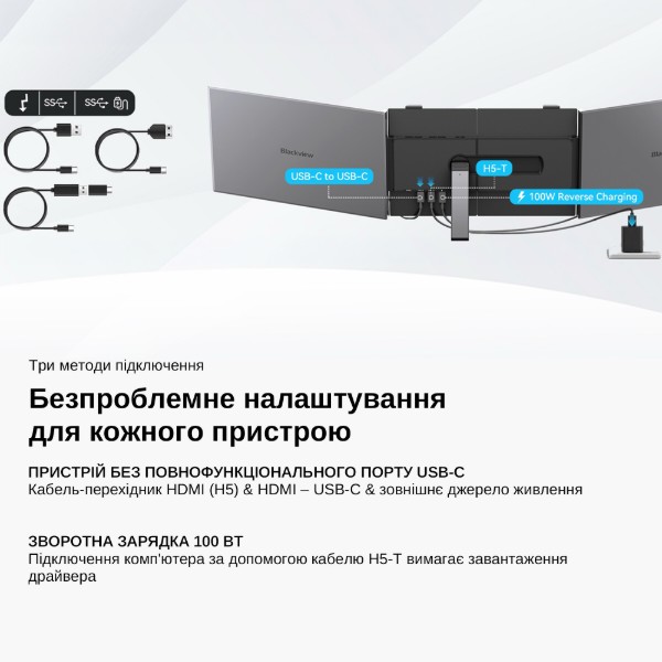 Фото - Монітор Blackview DCM6Pro Dual Screen Grey Black (BVDCM6PRO)