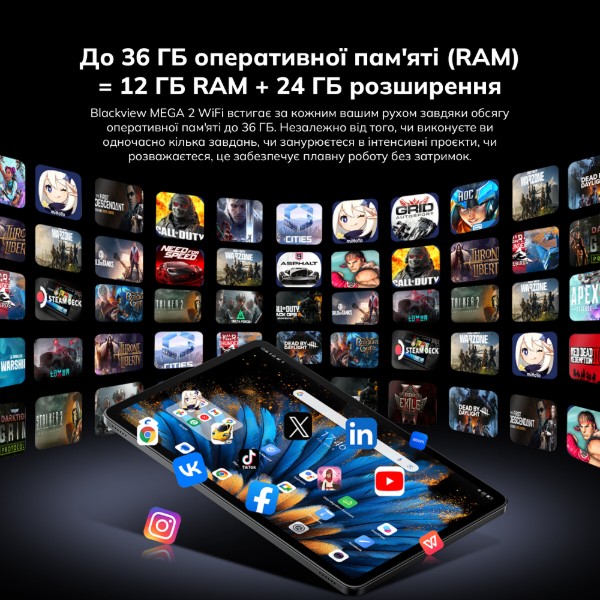 Фото - Планшет Blackview MEGA 2 WiFi 12" 12/256GB Ice Blue