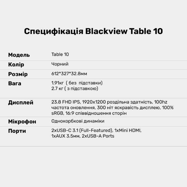 Фото - Монітор Blackview Table 10 (BVTABLE10)