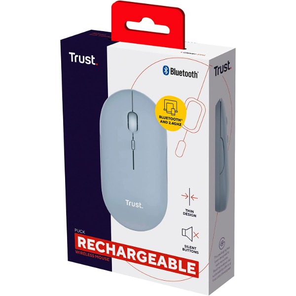 Фото - Миша бездротова Trust Puck Rechargeable Ultra-Thin BT WL Silent Blue (24126)