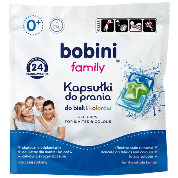 Фото - Капсули для прання Bobini білих і кольорових дитячих речей гіпоалергенні 24 шт. 0+ (33489)