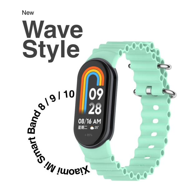 Фото - Ремінець для фітнес-браслету BeCover Wave Style for Xiaomi Mi Smart Band 8 / 9 / 10 Light Green (714356)