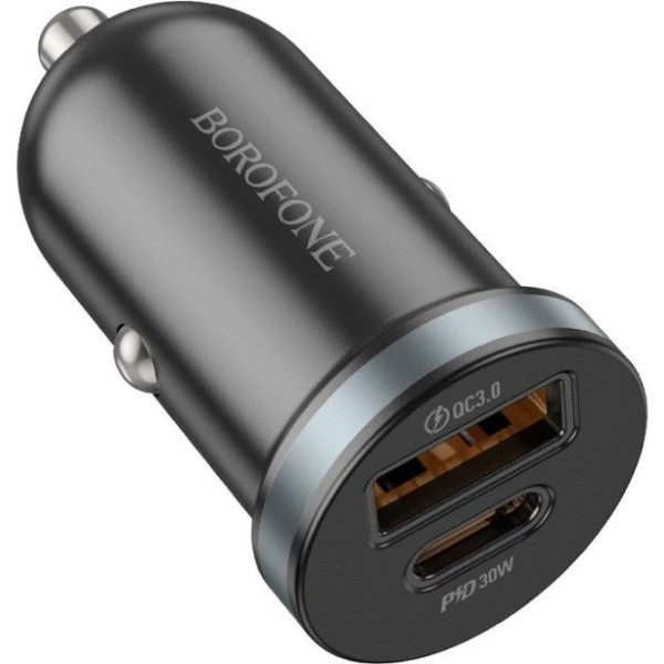 Фото - Автомобильное зарядное устройство BOROFONE BZ22 Scenery dual port PD30W+QC3.0 car charger Black (6941991105180)