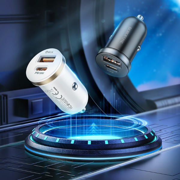 Фото - Автомобильное зарядное устройство BOROFONE BZ22 Scenery dual port PD30W+QC3.0 car charger Black (6941991105180)