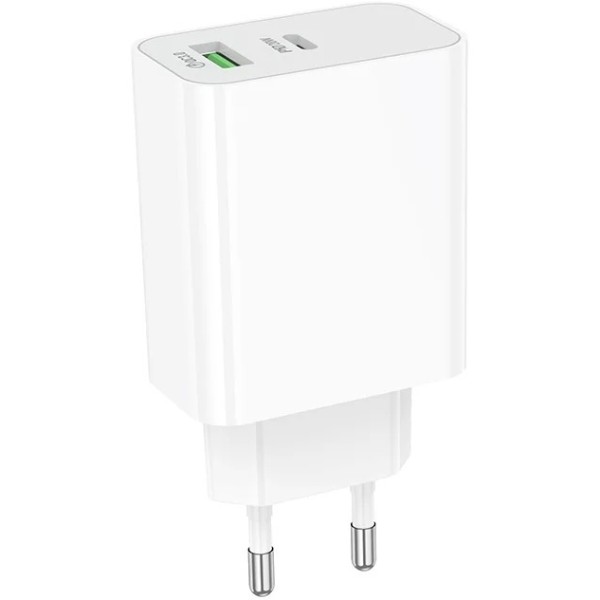 Фото - Мережевий зарядний пристрій BOROFONE BA106A Stellar PD20W+QC3.0 charger (EU) White (6941991125317)