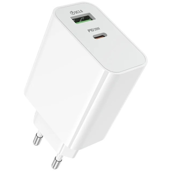 Фото - Мережевий зарядний пристрій BOROFONE BA106A Stellar PD20W+QC3.0 charger (EU) White (6941991125317)