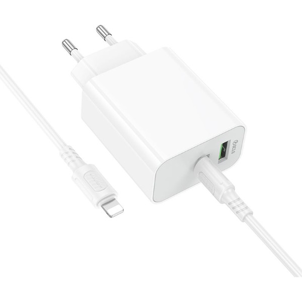 Фото - Сетевое зарядное устройство BOROFONE BA107A Stellar single port PD30W charger set (C to iP) (EU) White (6941991125355)
