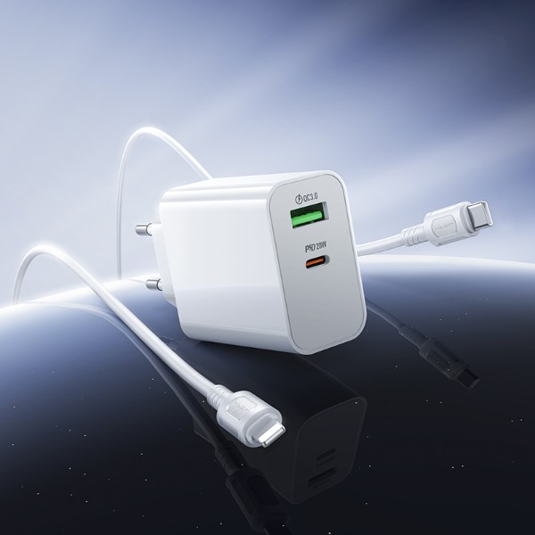 Фото - Сетевое зарядное устройство BOROFONE BA107A Stellar single port PD30W charger set (C to iP) (EU) White (6941991125355)