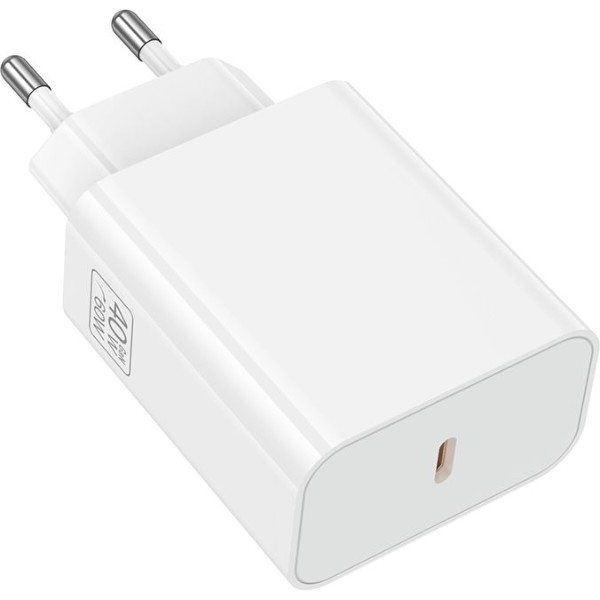 Фото - Мережевий зарядний пристрій BOROFONE BA109A Star single port PD40W charger (EU) White (6941991126888)