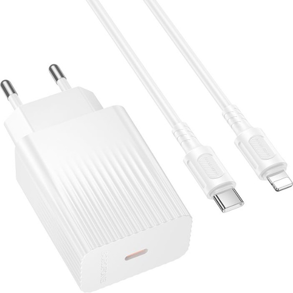 Фото - Сетевое зарядное устройство BOROFONE BAS73A Source single port PD20W charger set (C to iP) (EU) White (6941991122729)