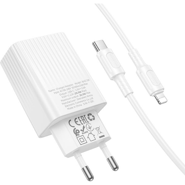 Фото - Сетевое зарядное устройство BOROFONE BAS73A Source single port PD20W charger set (C to iP) (EU) White (6941991122729)