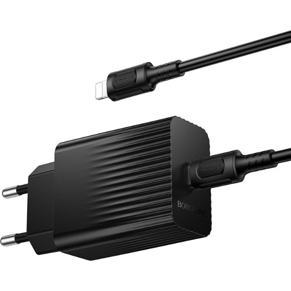 Фото - Сетевое зарядное устройство BOROFONE BAS73A Source single port PD20W charger set (C to iP) (EU) Black (6941991122712)