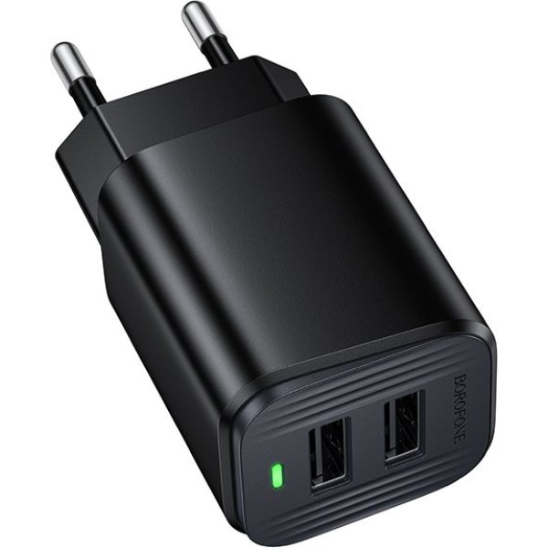 Фото - Сетевое зарядное устройство BOROFONE BAS81A Star dual-port charger (EU) Black (6941991126628)