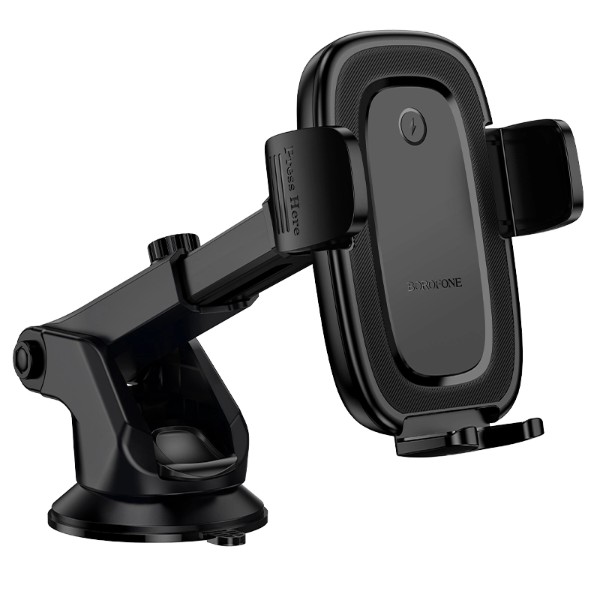 Фото - Автодержатель с беспроводной зарядкой BOROFONE BH223 Follower push-type wireless fast charging car holder(center console) (6941991121319)
