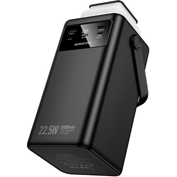 Фото - Батарея мобільна BOROFONE BJ65B High 22.5W + PD20W з 4 вбудованими кабелями та LED-ліхтарем (80000 mAh) Black (715663)