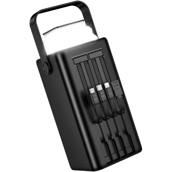 Фото - Батарея мобільна BOROFONE BJ65B High 22.5W + PD20W з 4 вбудованими кабелями та LED-ліхтарем (80000 mAh) Black (715663)