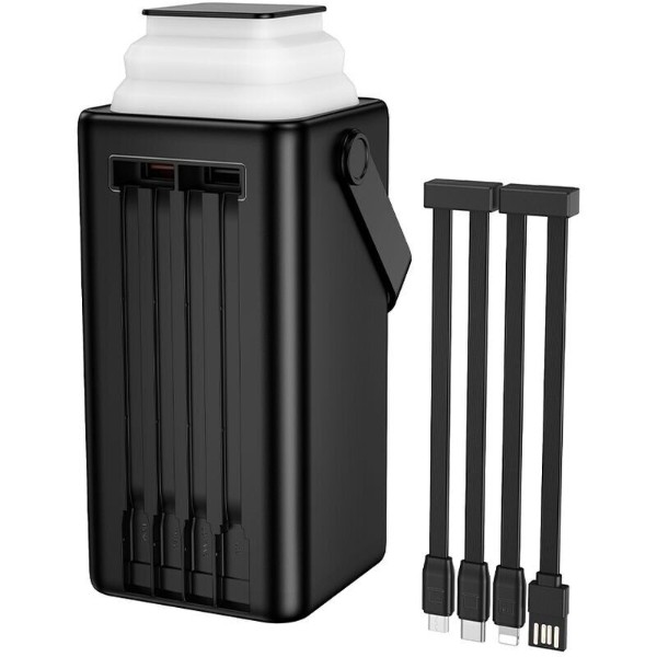 Фото - Батарея мобільна BOROFONE BJ65B High 22.5W + PD20W з 4 вбудованими кабелями та LED-ліхтарем (80000 mAh) Black (715663)