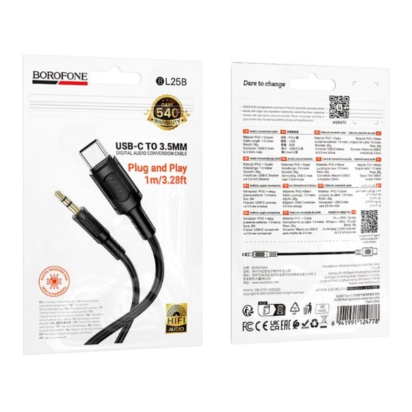 Фото - Адаптер BOROFONE BL25B Type-C Black (6941991124778)