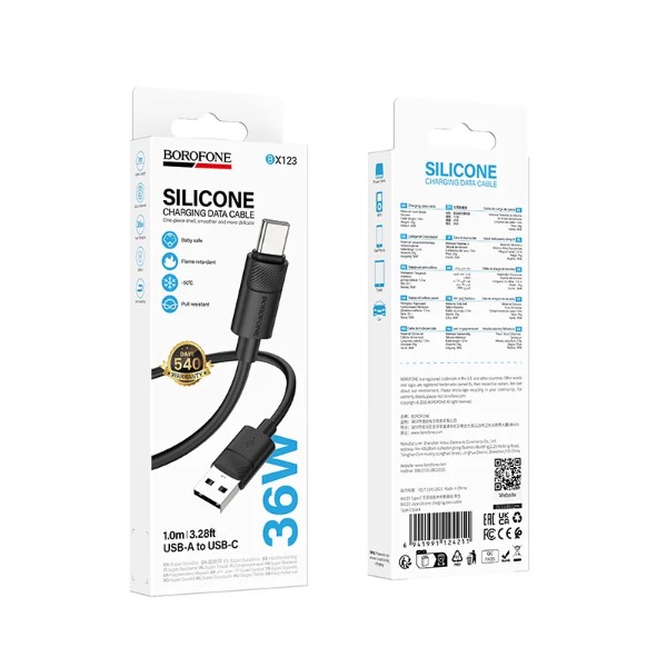 Фото - Кабель BOROFONE BX123 Leya Type-C Black (6941991124211)