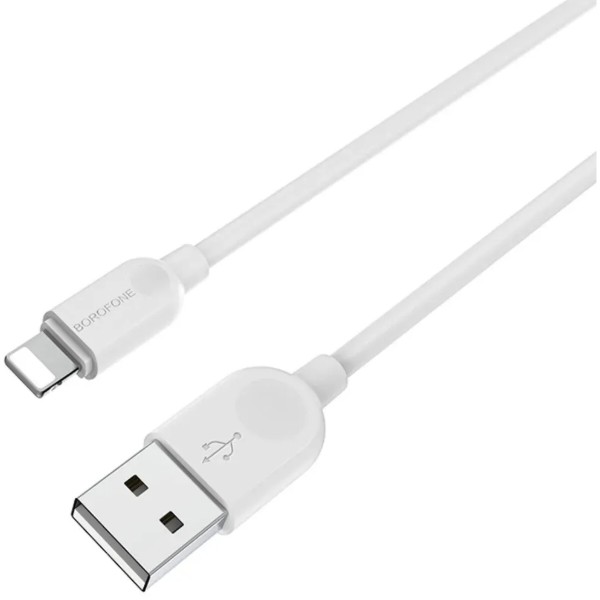 Фото - Кабель BOROFONE BX14 USB to iP 2.4A, 2m, PVC, TPE connectors, White (6957531090007)