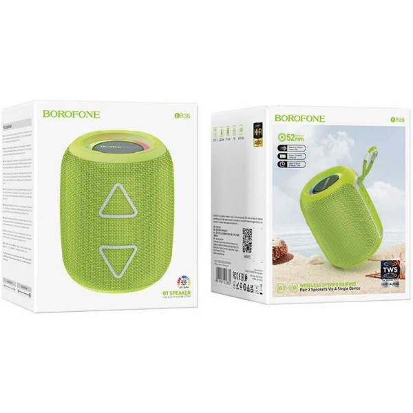 Фото - Портативная акустика BOROFONE BR36 Lucy sports BT speaker Green (6941991104381)